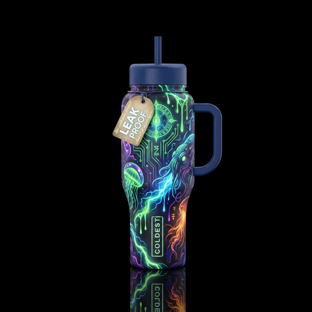 scary, glowie, electric, explosive, dripping, seam... water bottle design