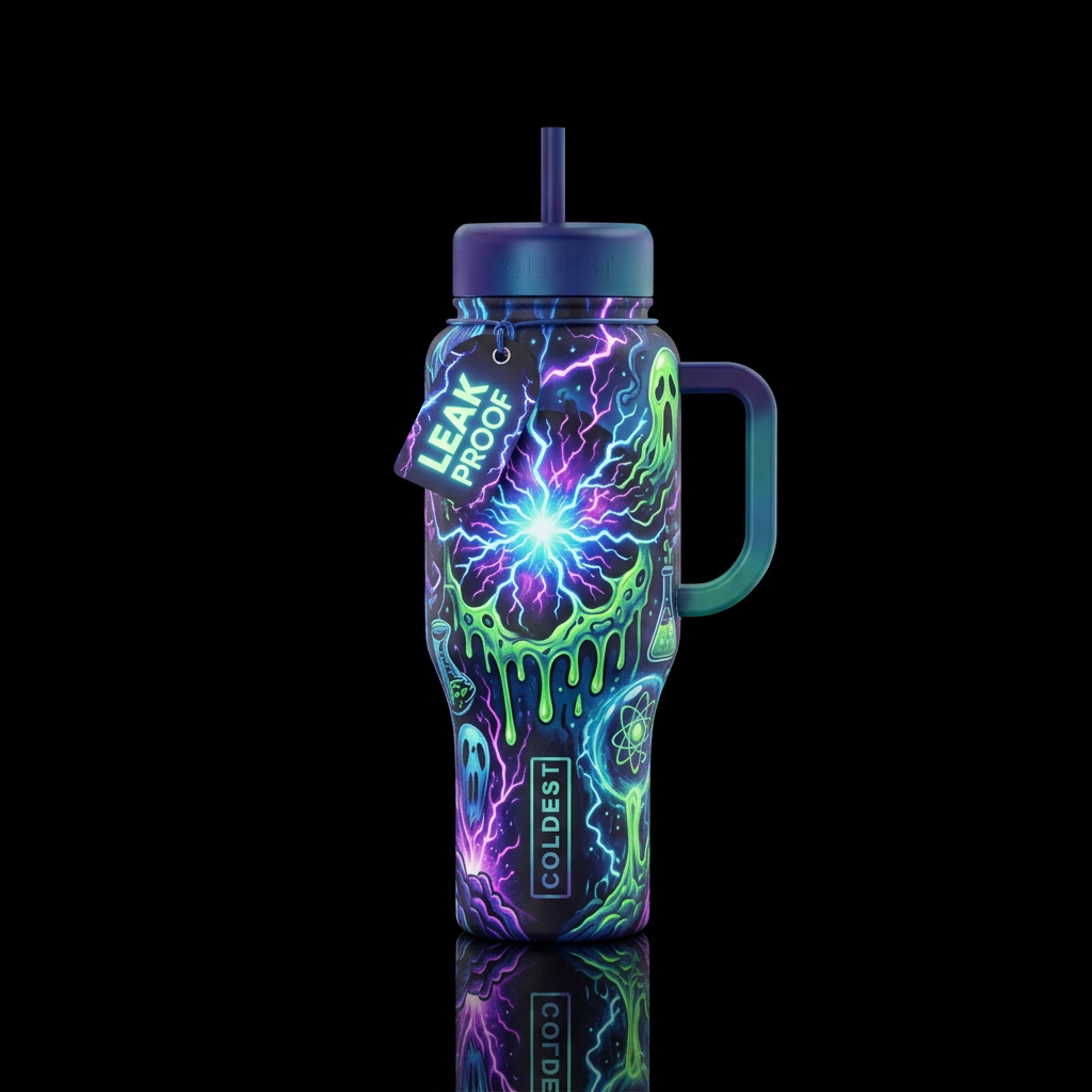 scary, glowie, electric, explosive, dripping, seam... water bottle design