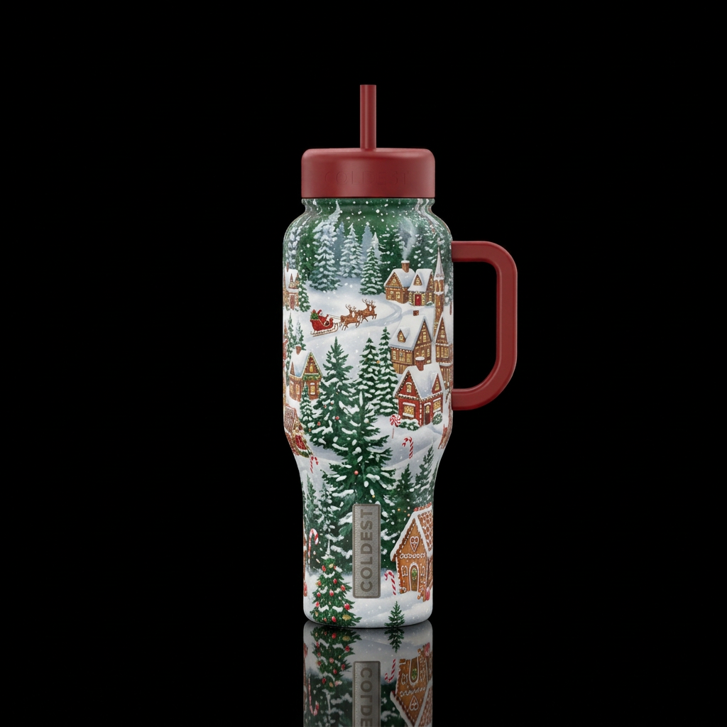 Christmas wonderland water bottle design