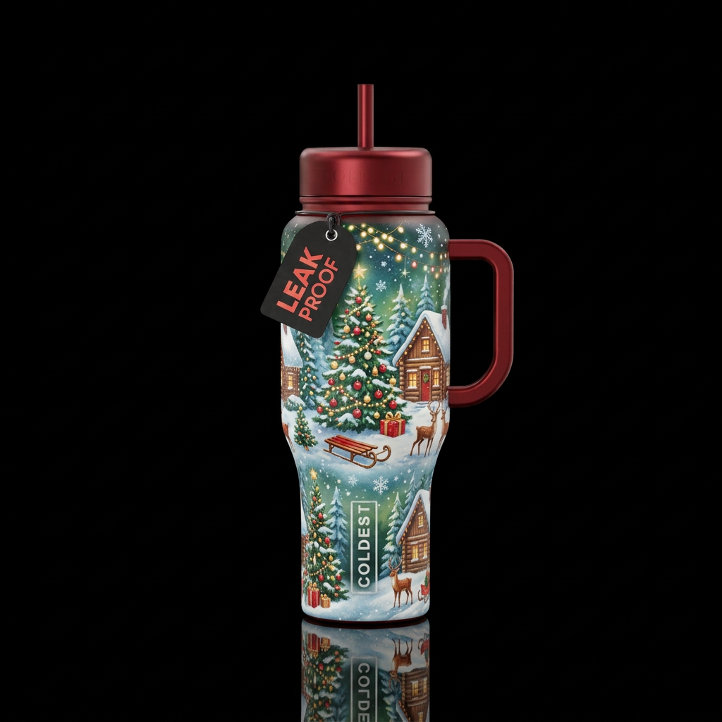 Christmas wonderland water bottle design