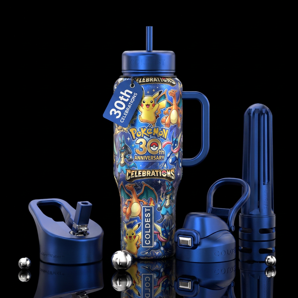 Pokemon 30th celebrations water bottle design