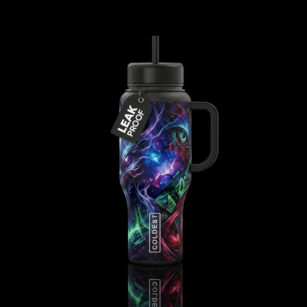 trance, scary, magical, abstract, darkness water bottle design