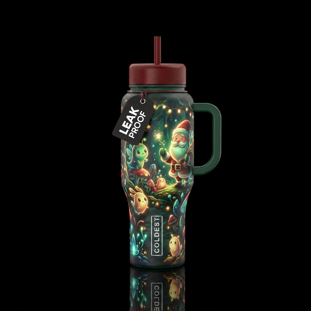 Santa's little helper, glowie, fantasy water bottle design