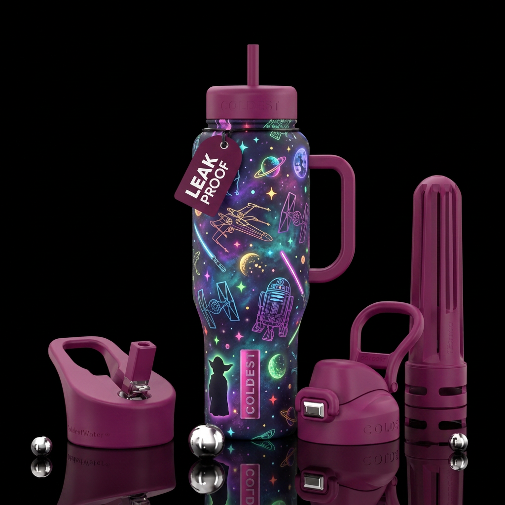 32oz go whimsical magical starwars glowie water bottle design