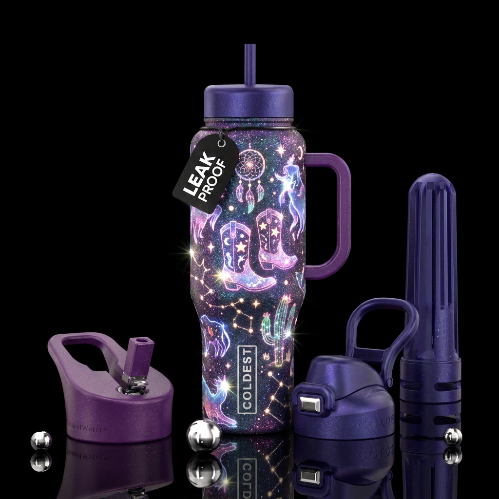 The whimsical magical westerner life that glows wi... water bottle design