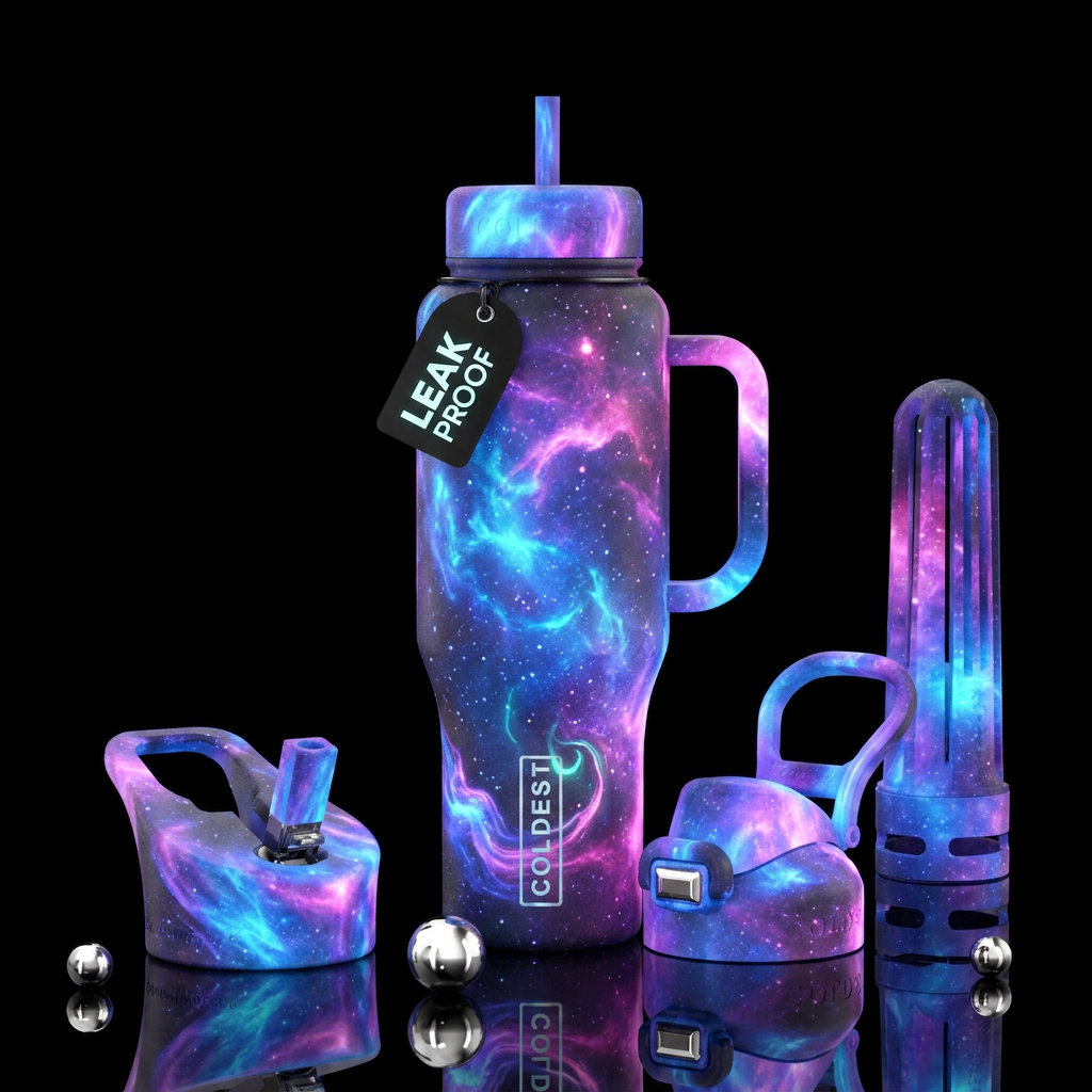 Whimsical magically glowie water bottle design