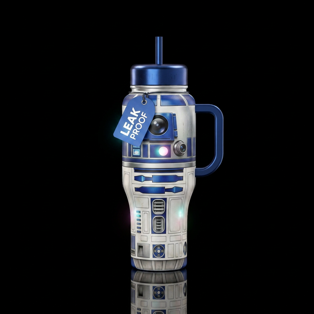 Whimsical magical the next R2D2 glowie water bottle design