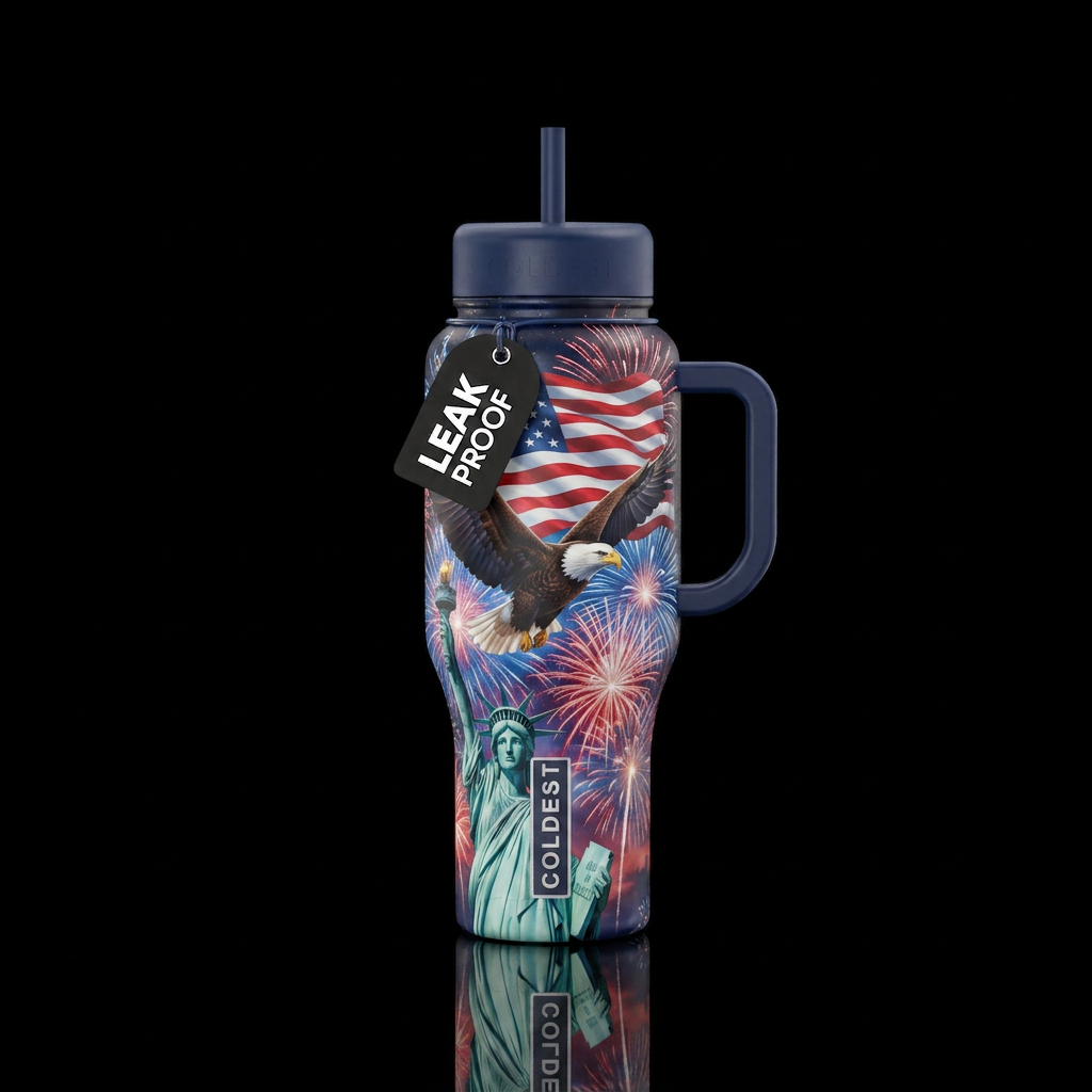 A scene that includes proud American pride includi... water bottle design