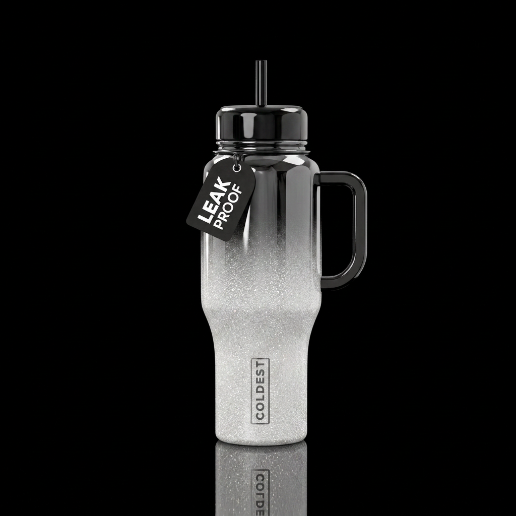 Ombré design with the bottom of the cup glitter wh... water bottle design