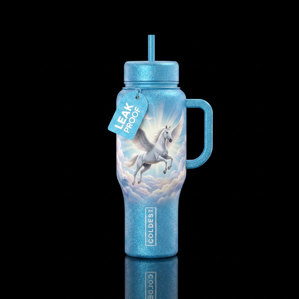 Glimmering Pegasus water bottle design