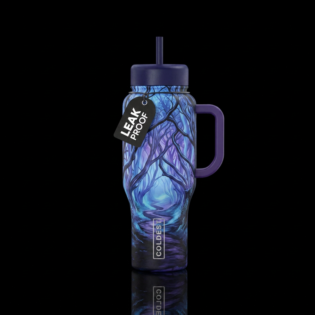A spooky adaptation of the dark hedges of Northern... water bottle design