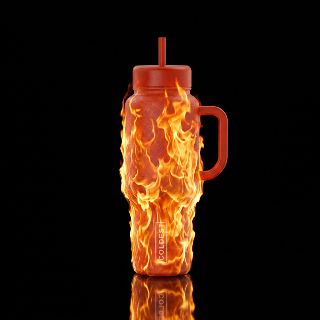 The cup should like it is actually on fire with th... water bottle design