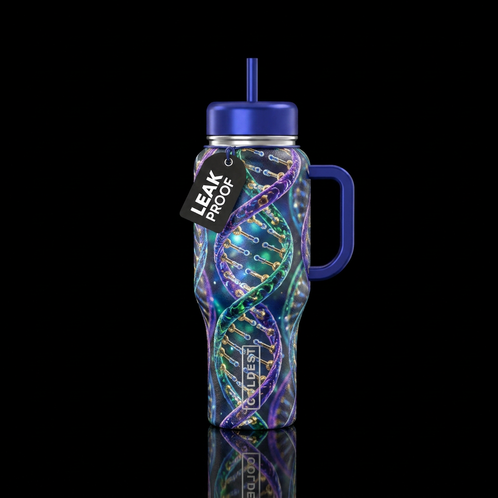 Vibrant double helix throughout the design water bottle design