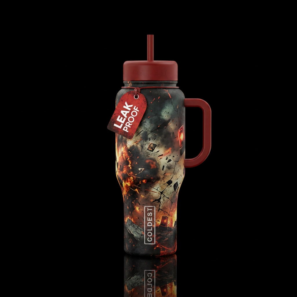 Emergency disaster hectic alarming chaos catastrop... water bottle design