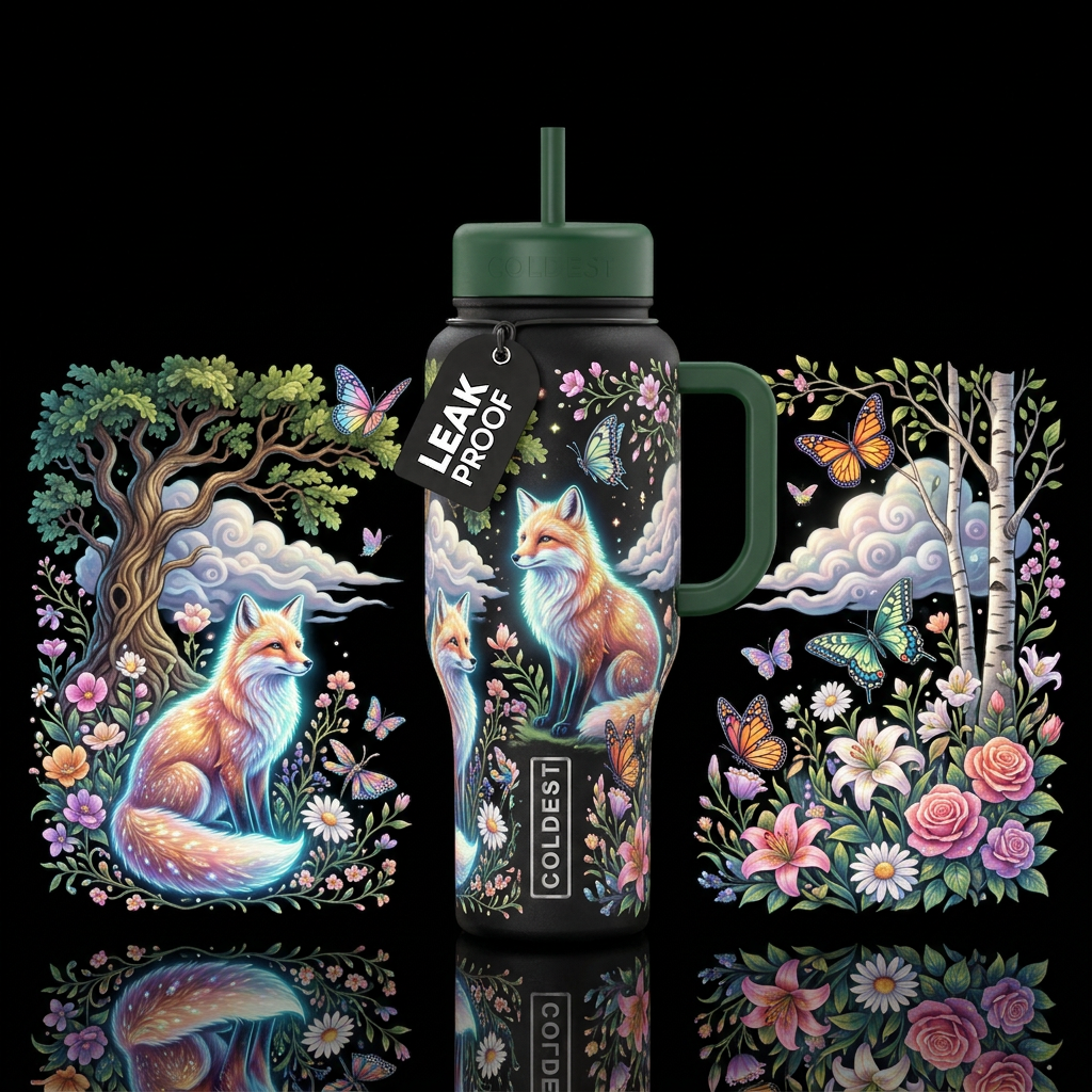 floral, glowie, sparkly, shiny, funny, beautiful, ... water bottle design