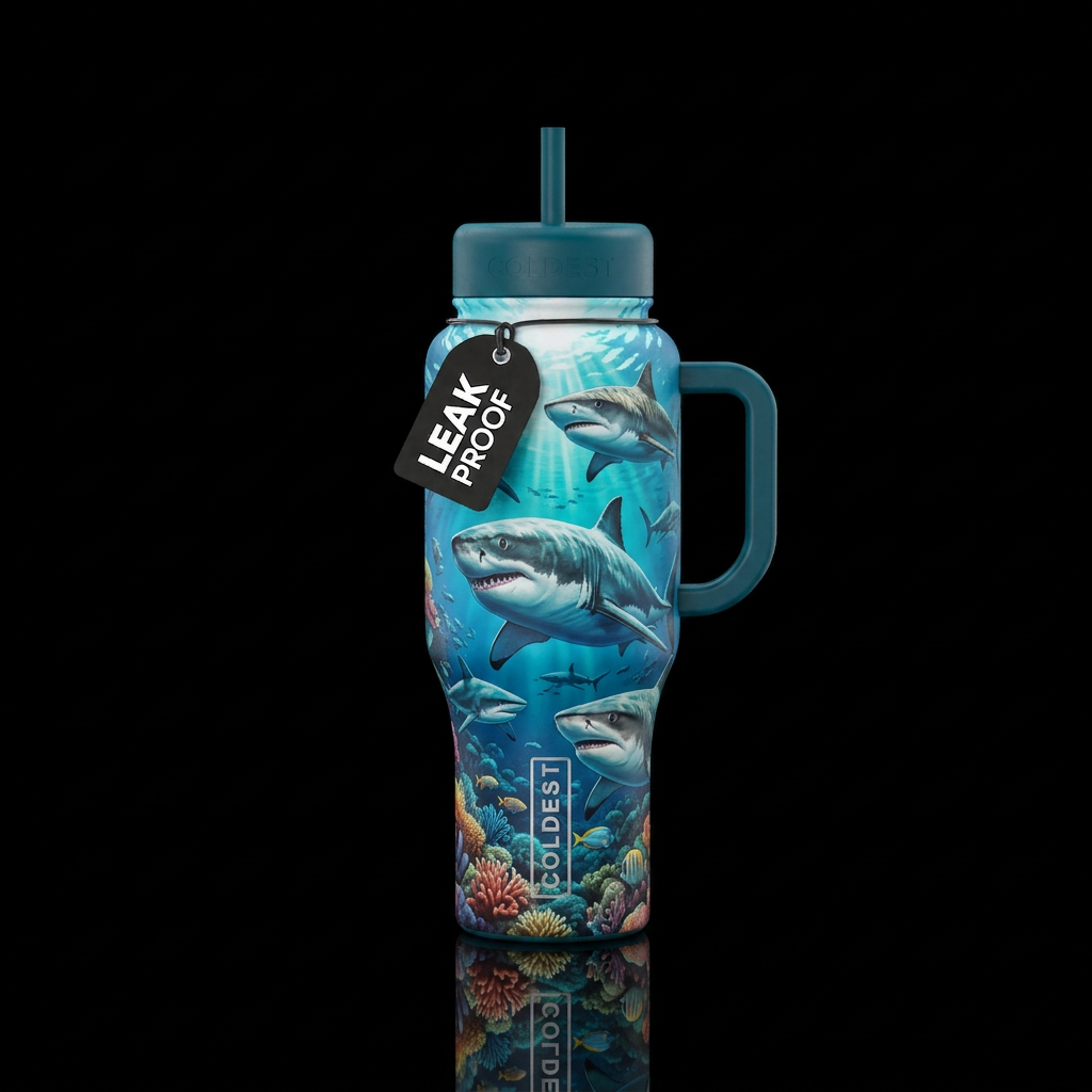 The true beauty of sharks, powerful, proud,, beaut... water bottle design