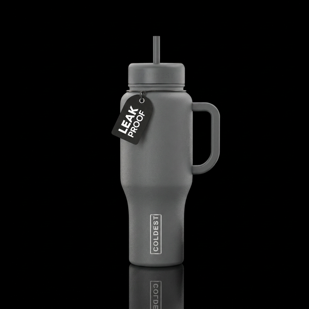 Solid color matte battleship gray water bottle design