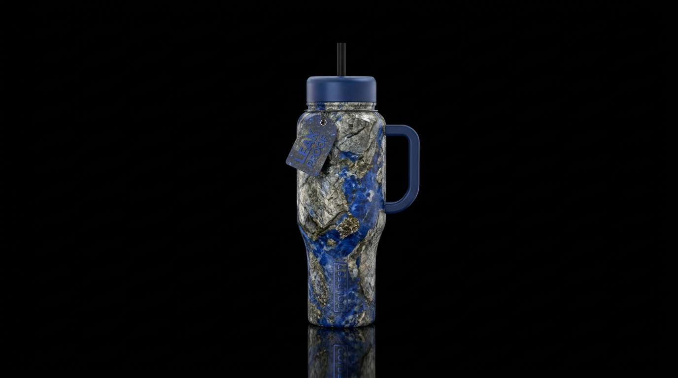 Masculine granite, cobalt, realism, old, rugged water bottle design