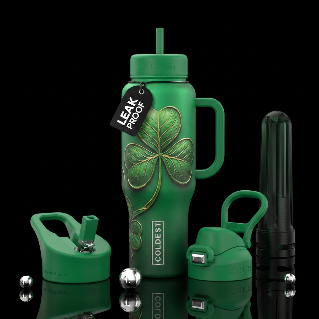 Large textured clover water bottle design