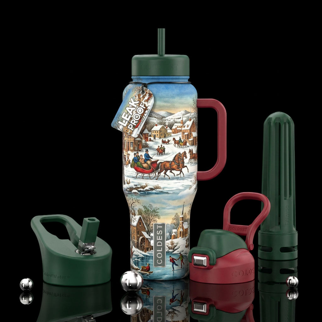 Currier and ives water bottle design