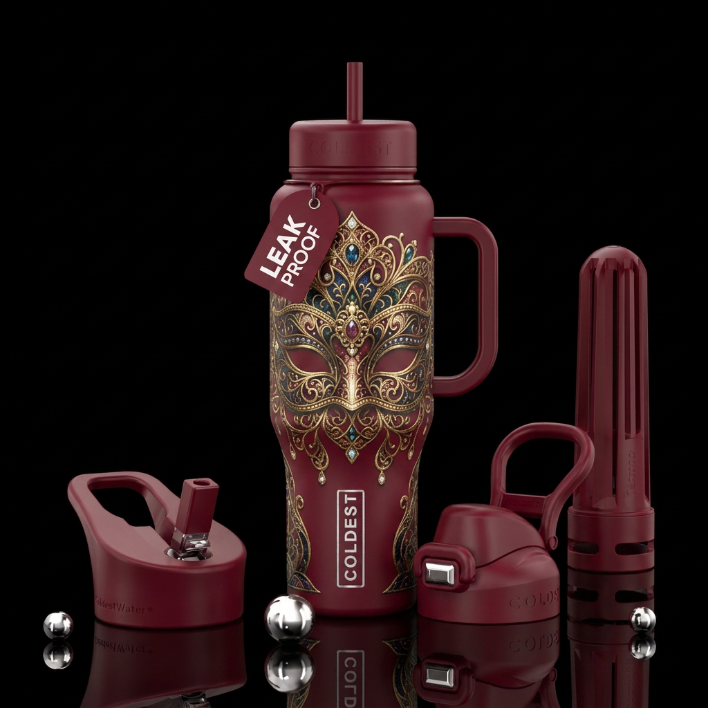 venetian masquerade, beautiul, ancient, explosive water bottle design
