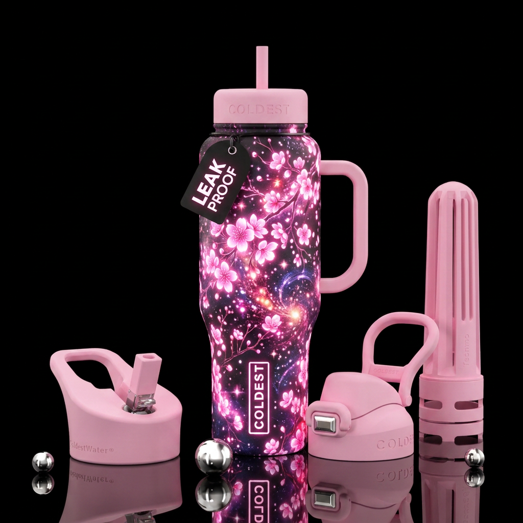 sakura, glowie, magical, explosive, whimsical, hap... water bottle design
