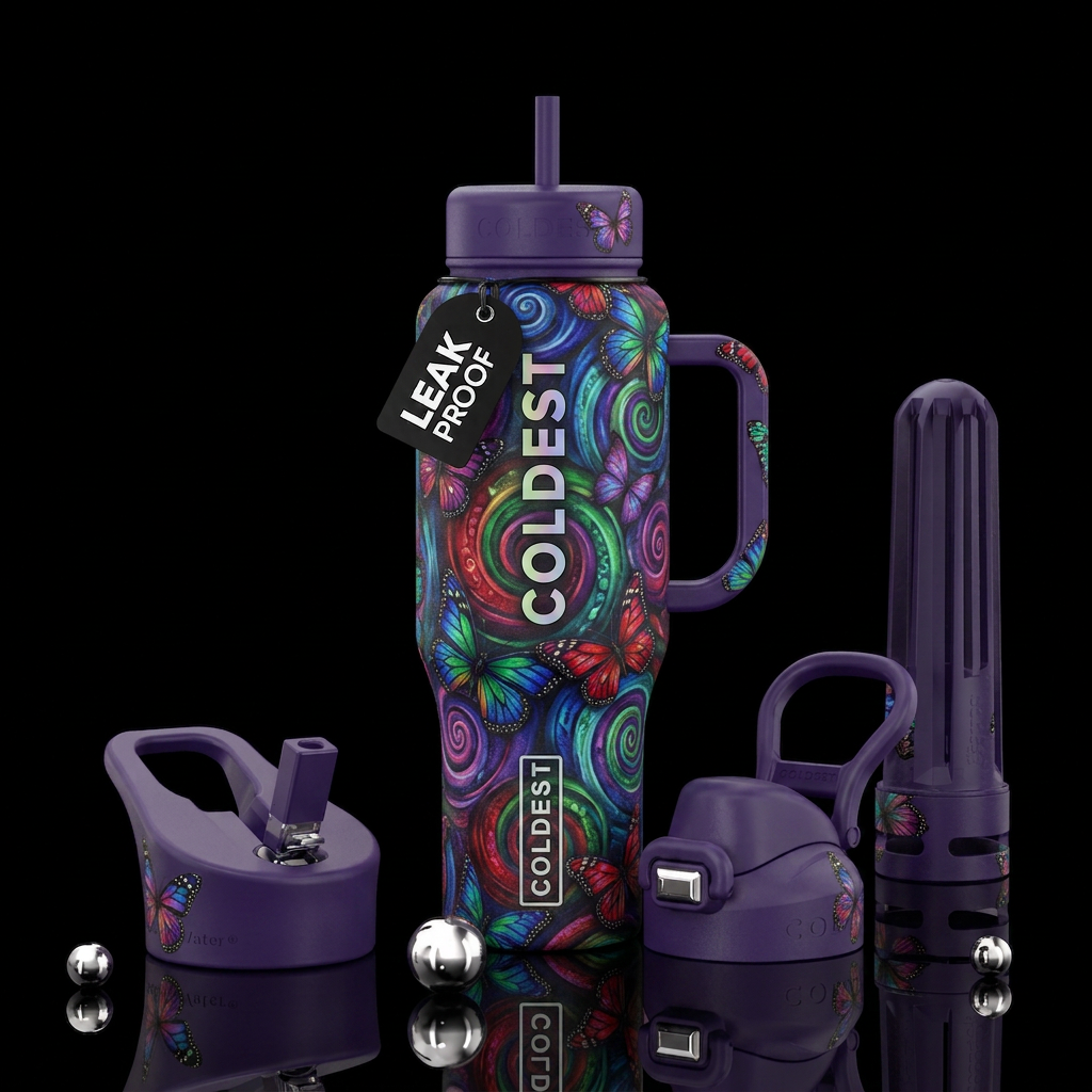 spirals, beautiul, butterfly, happy mood water bottle design