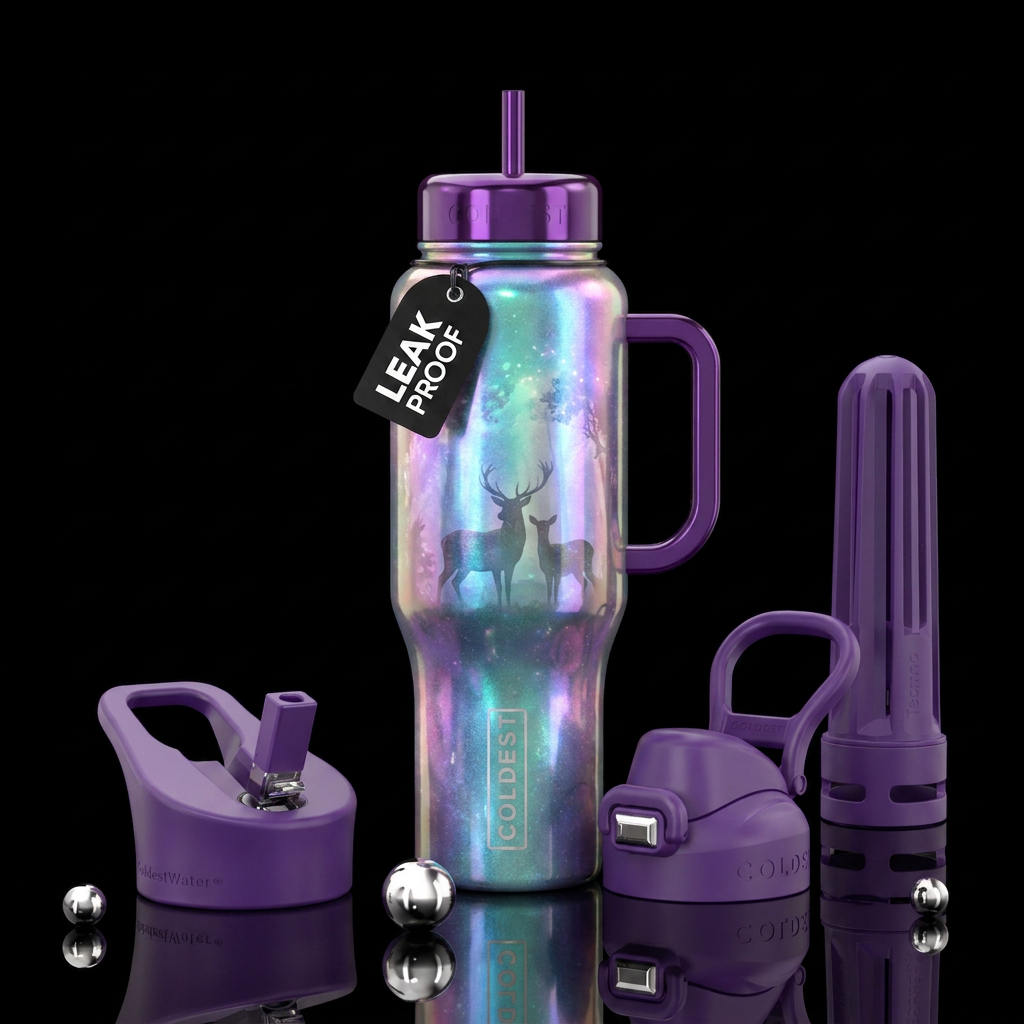 opalescent, deer water bottle design