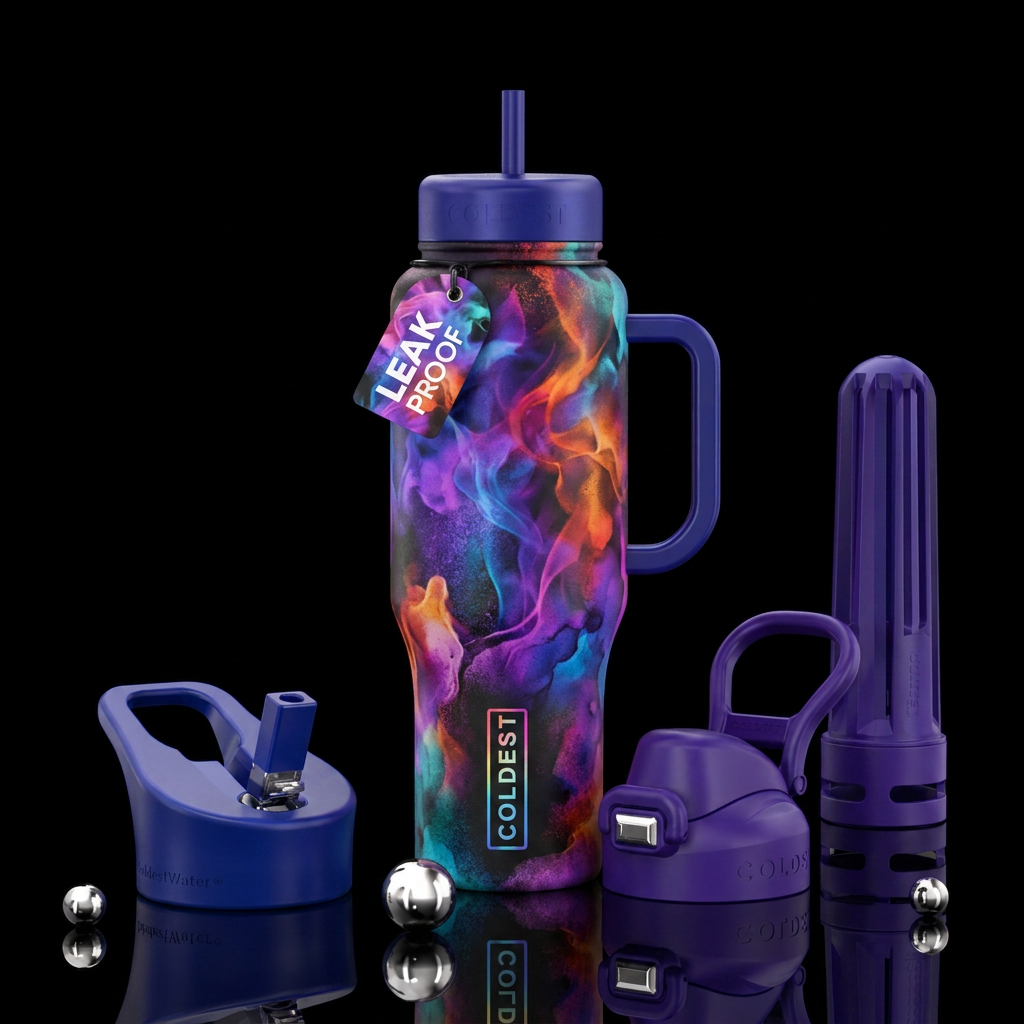 spray painted, watercolor, smoke, magic water bottle design