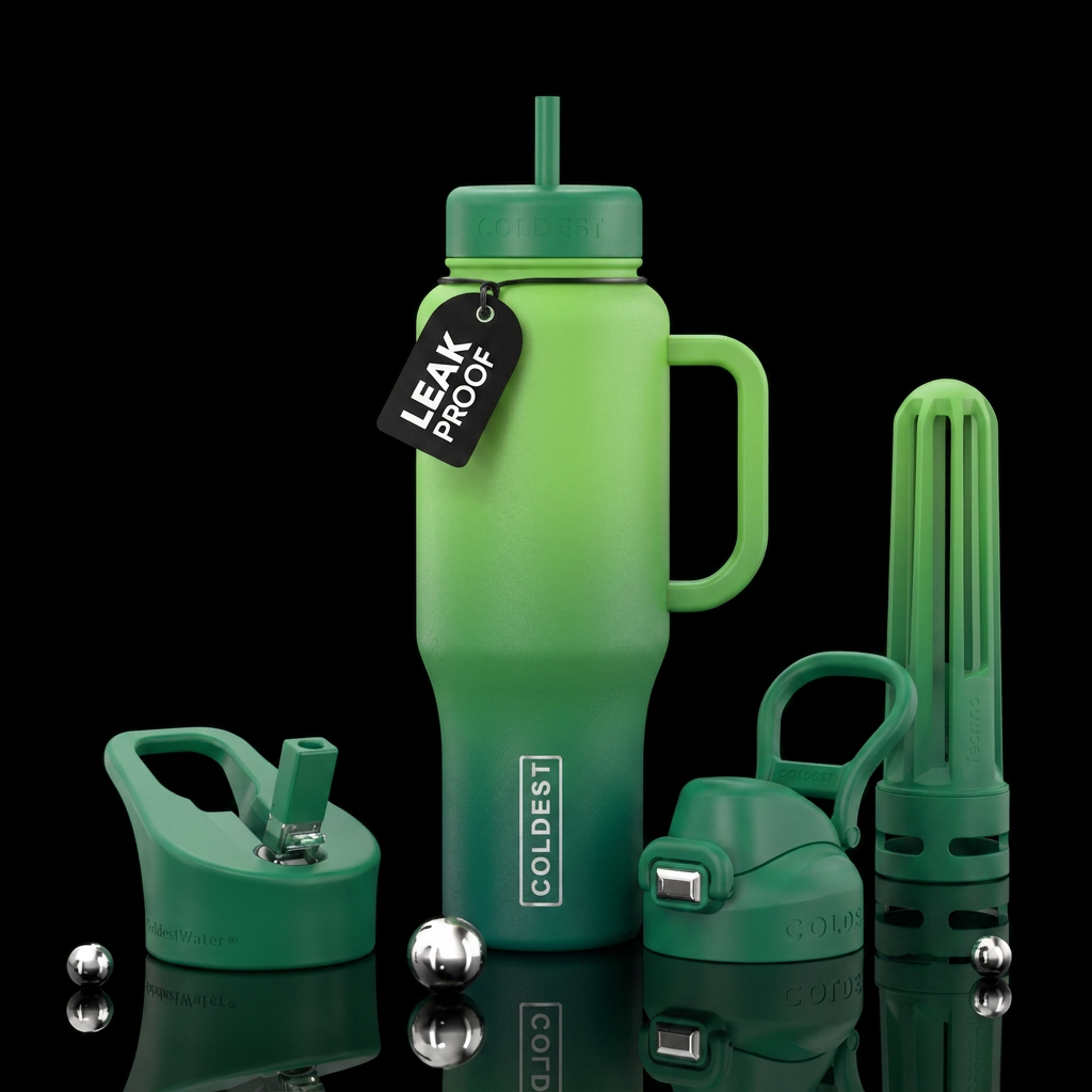 gradient, green water bottle design