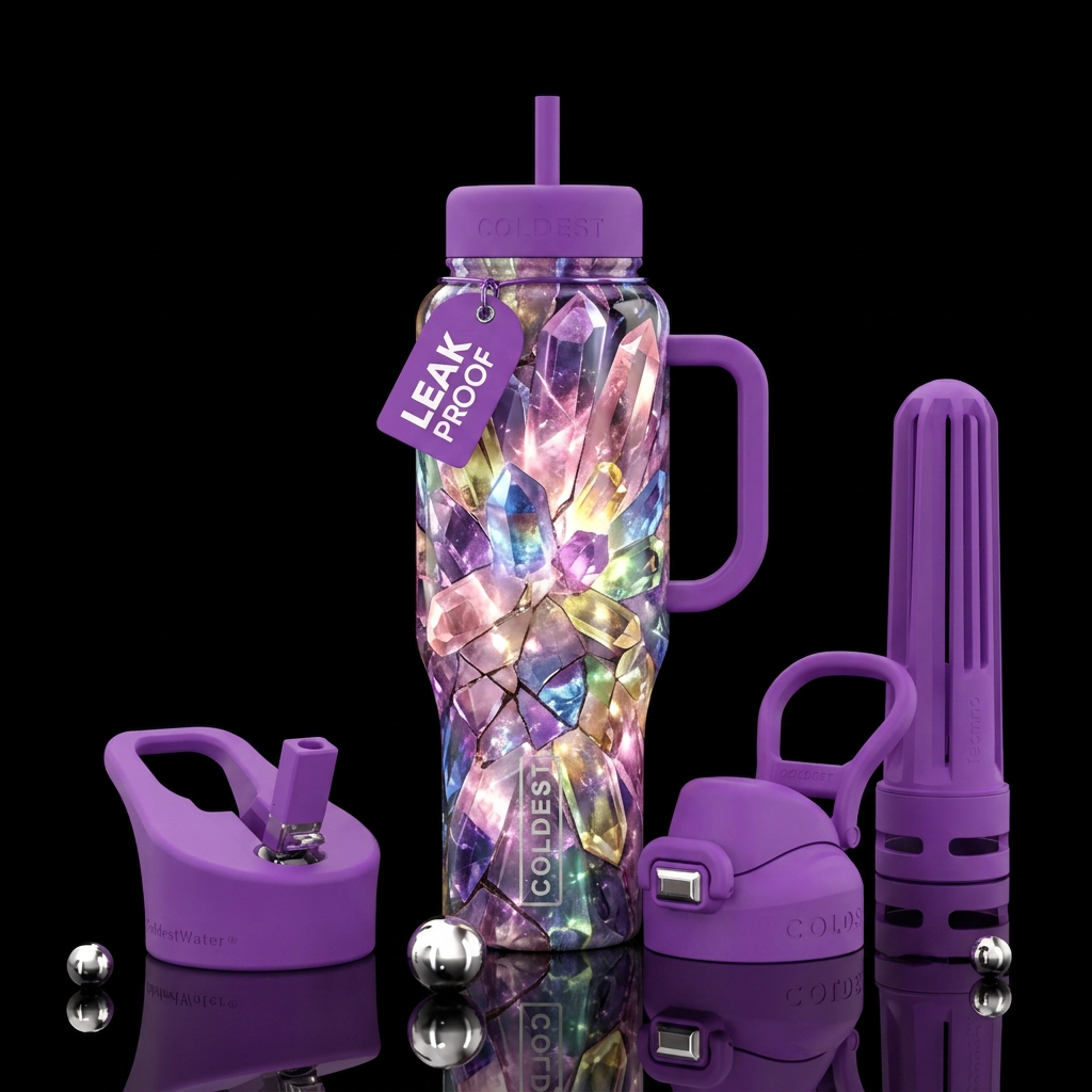 quartz, beautiul, explosive water bottle design