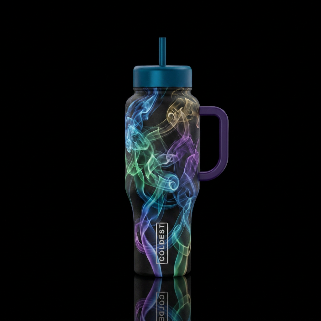spirals, smoke water bottle design