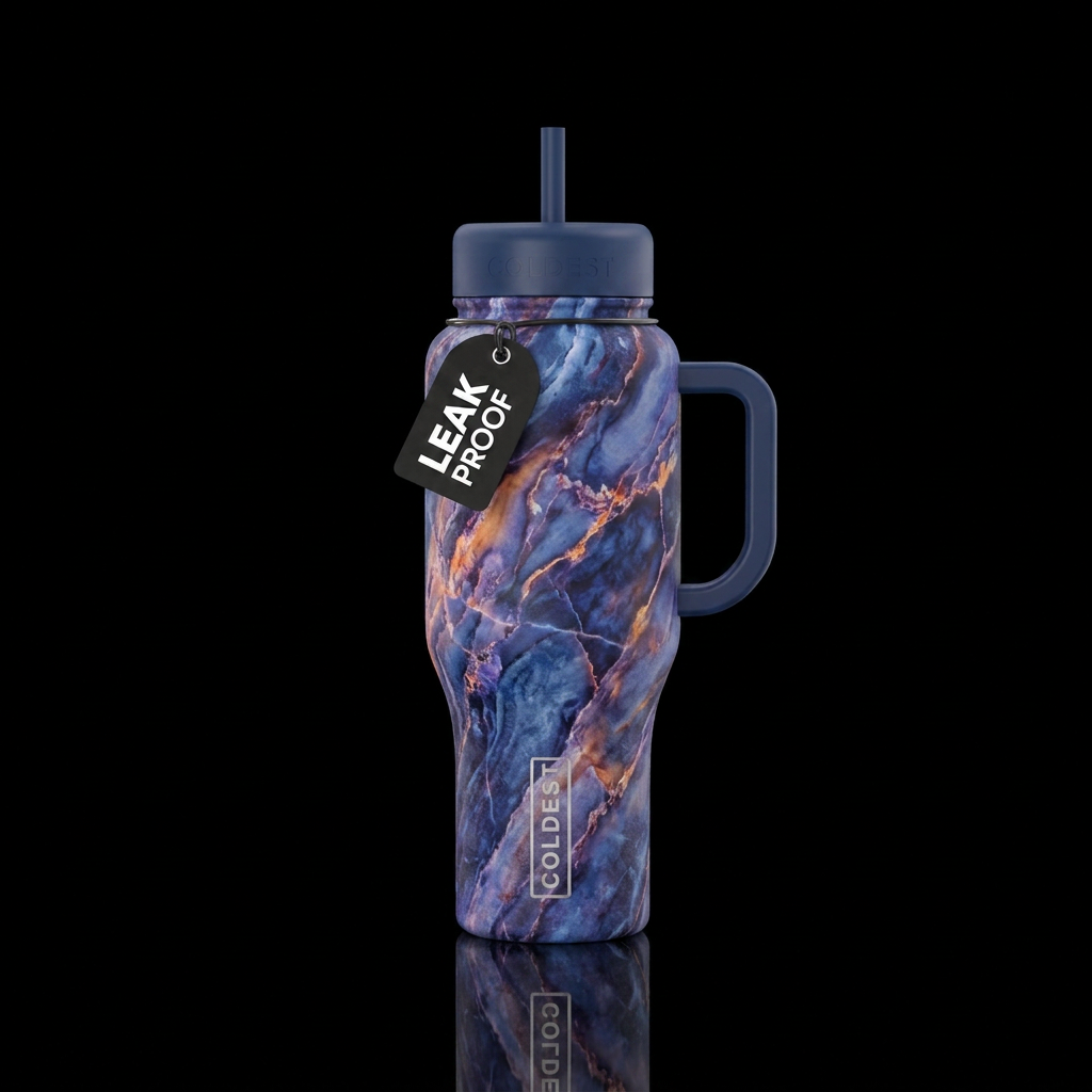 marble, blue hour water bottle design