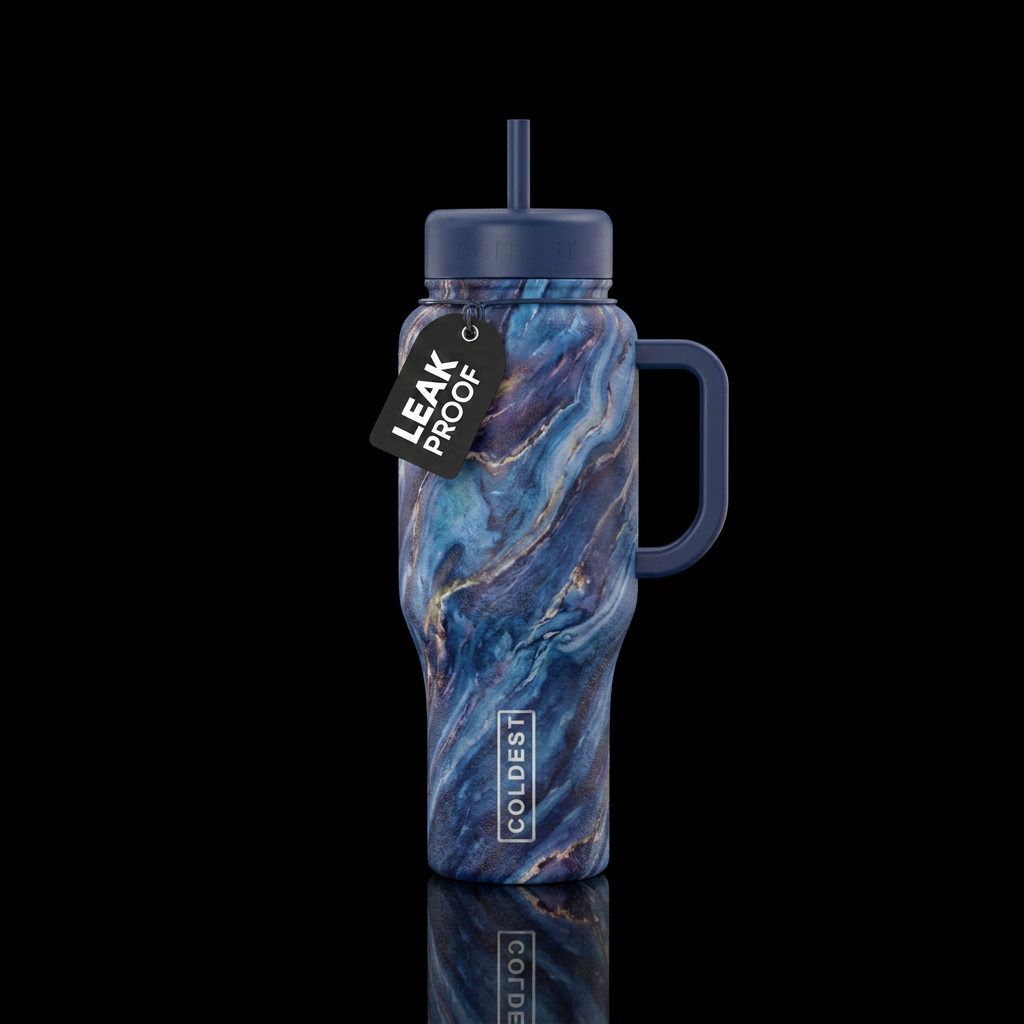 marble, blue hour water bottle design
