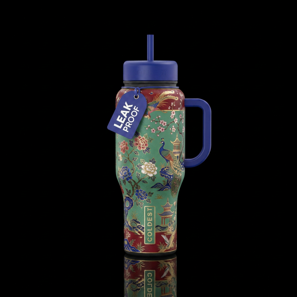 chinoiserie water bottle design