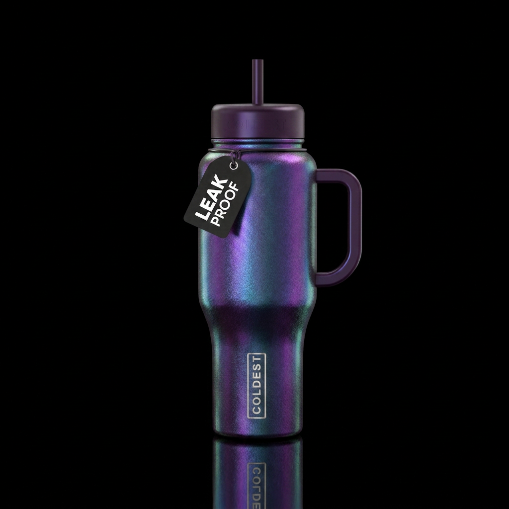 understated, dichroic, seamless water bottle design