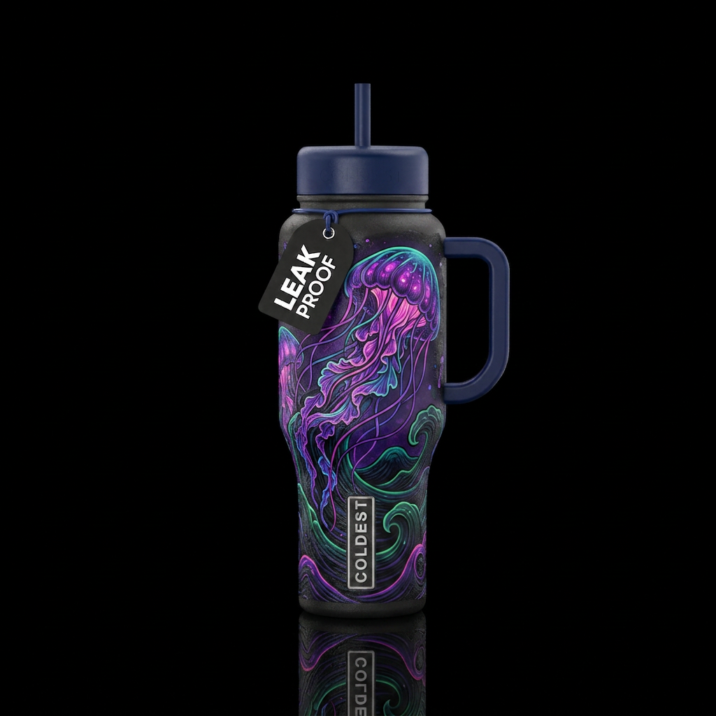 jellyfish, darkwave water bottle design