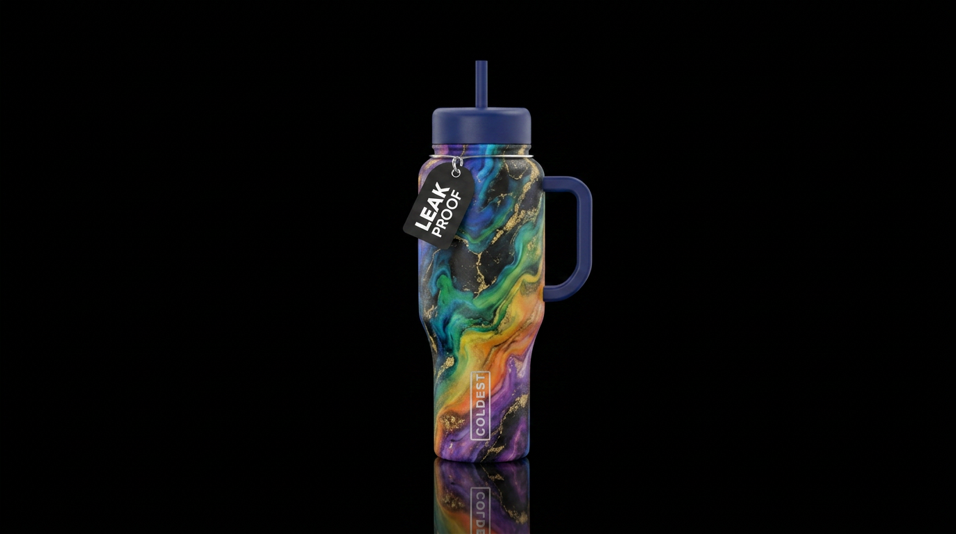 Rainbow, marble water bottle design