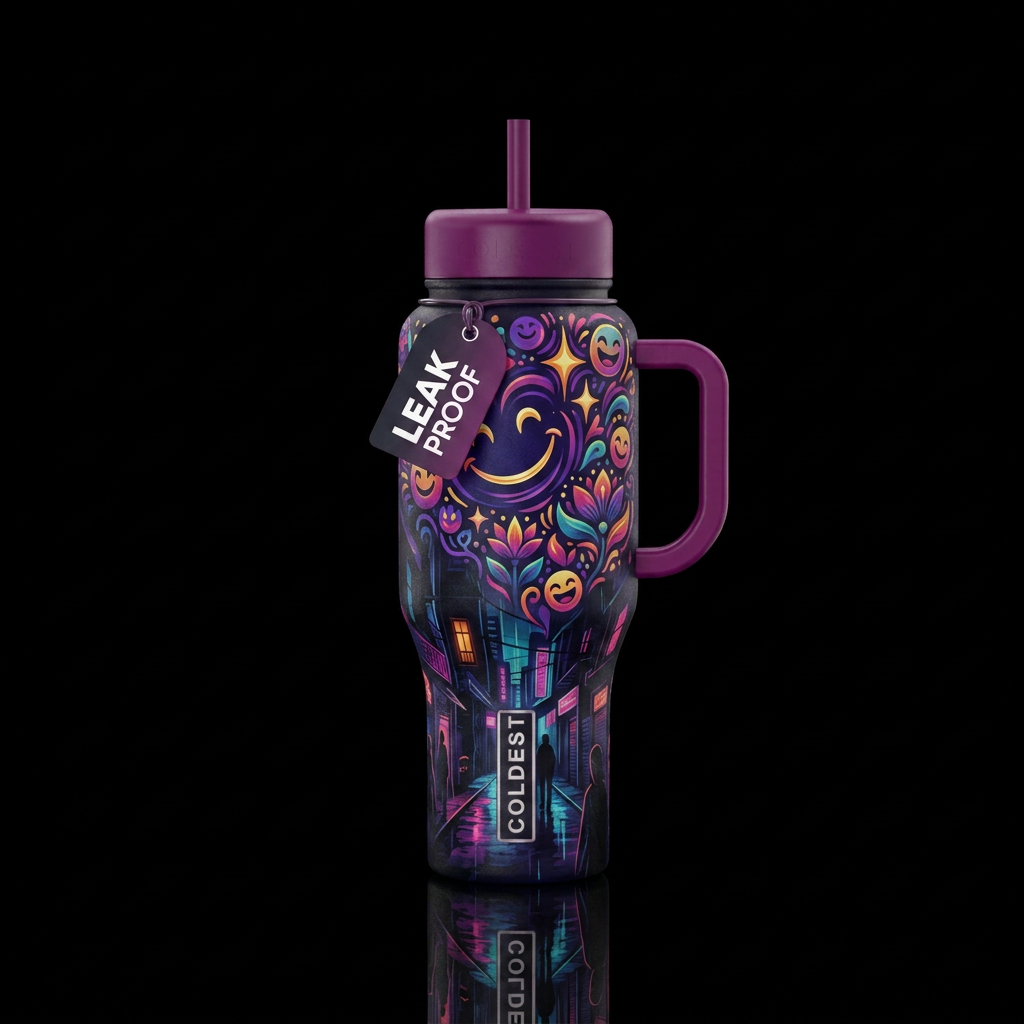 dark mood, happy mood water bottle design