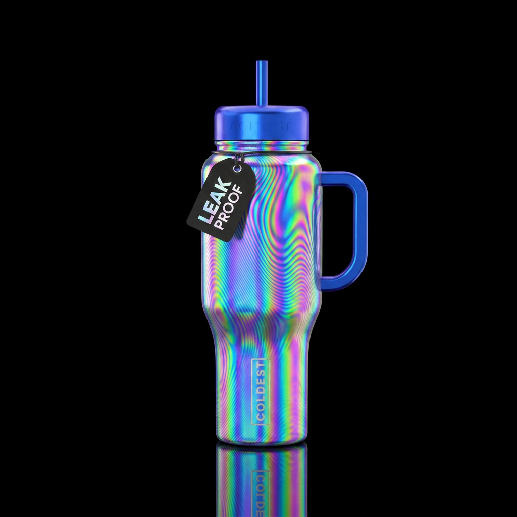 moire, hologram water bottle design