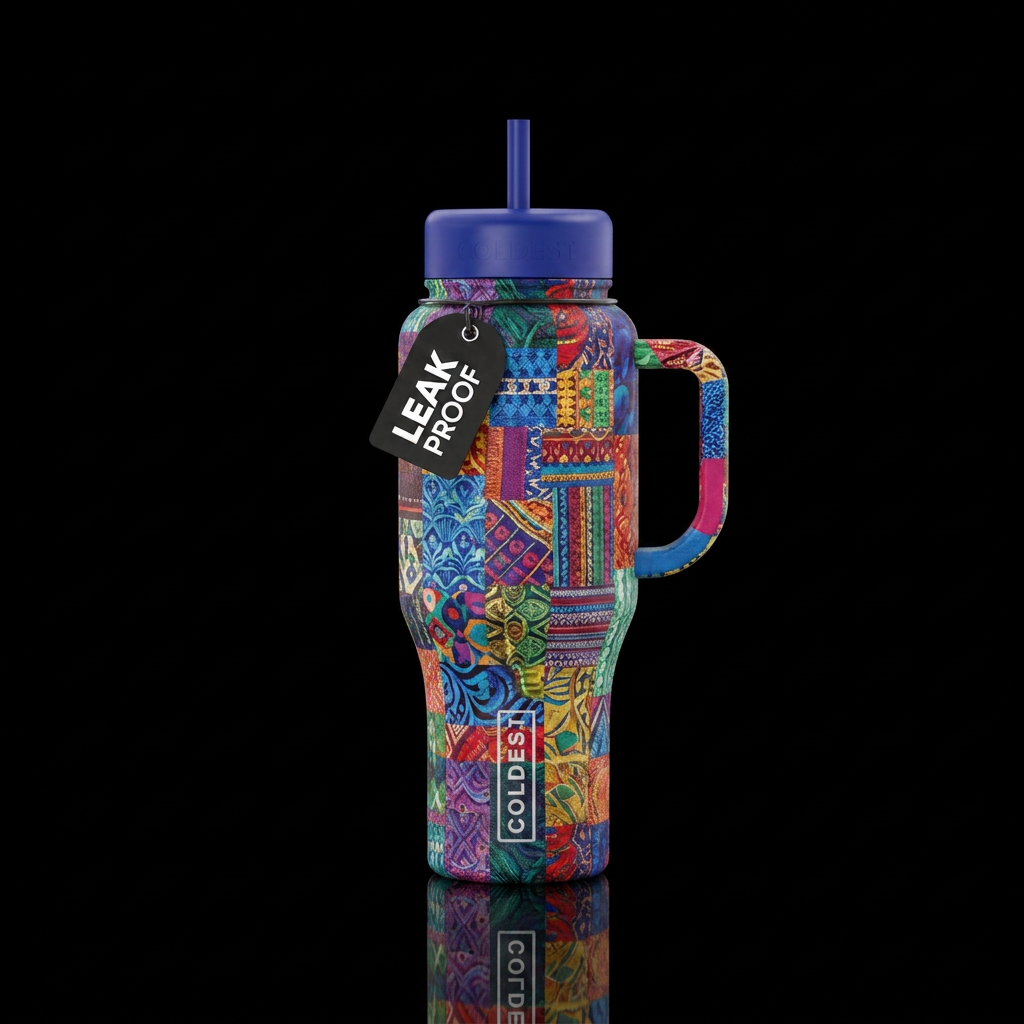 Coat of many colors water bottle design