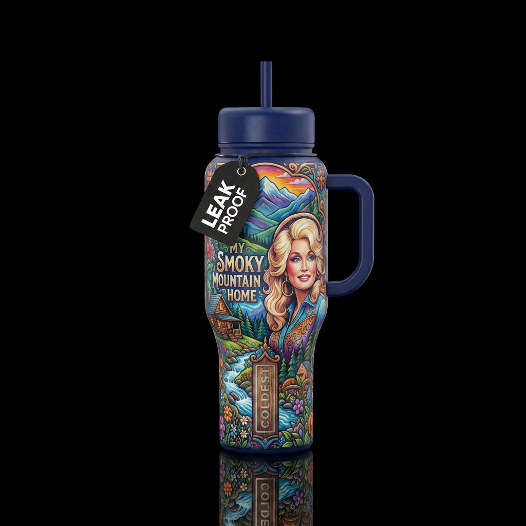 My smoky mountain home, dolly water bottle design