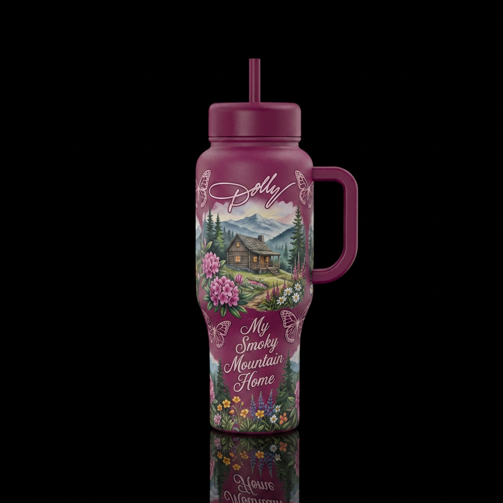 My smoky mountain home, dolly water bottle design