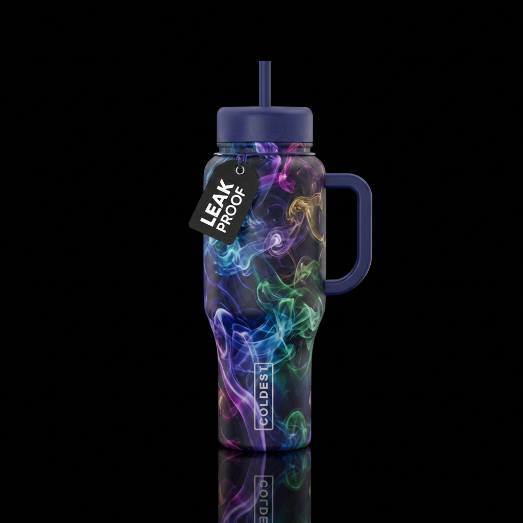 smoke, swirls water bottle design