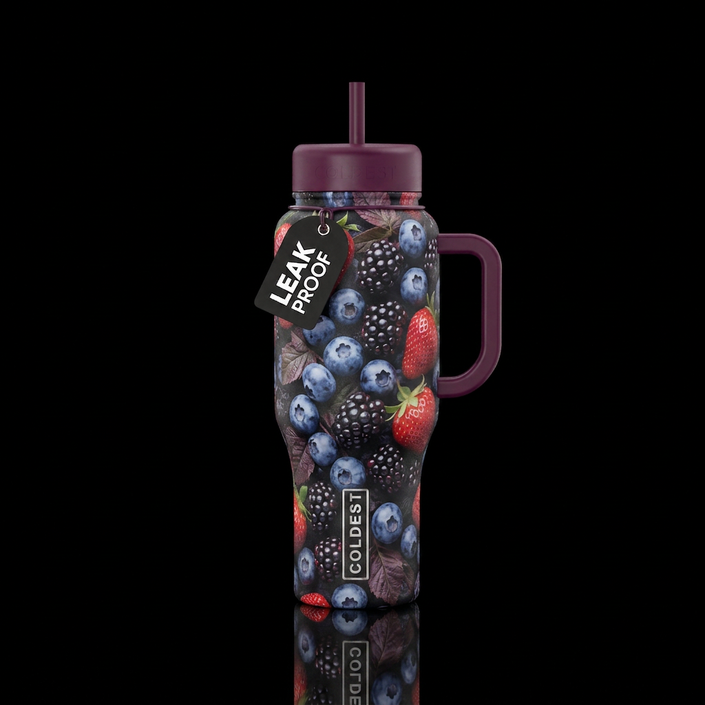 berries water bottle design