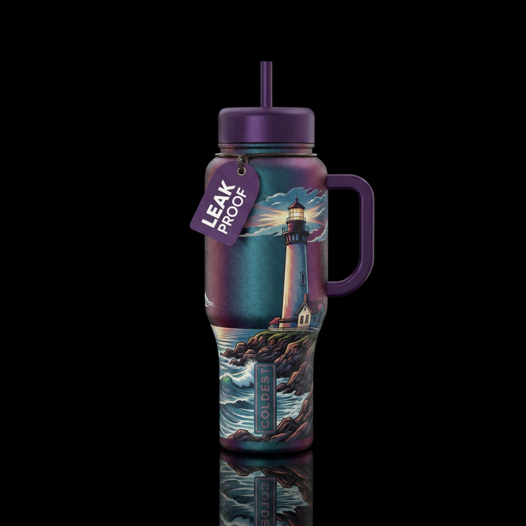 duochrome, lighthouse water bottle design