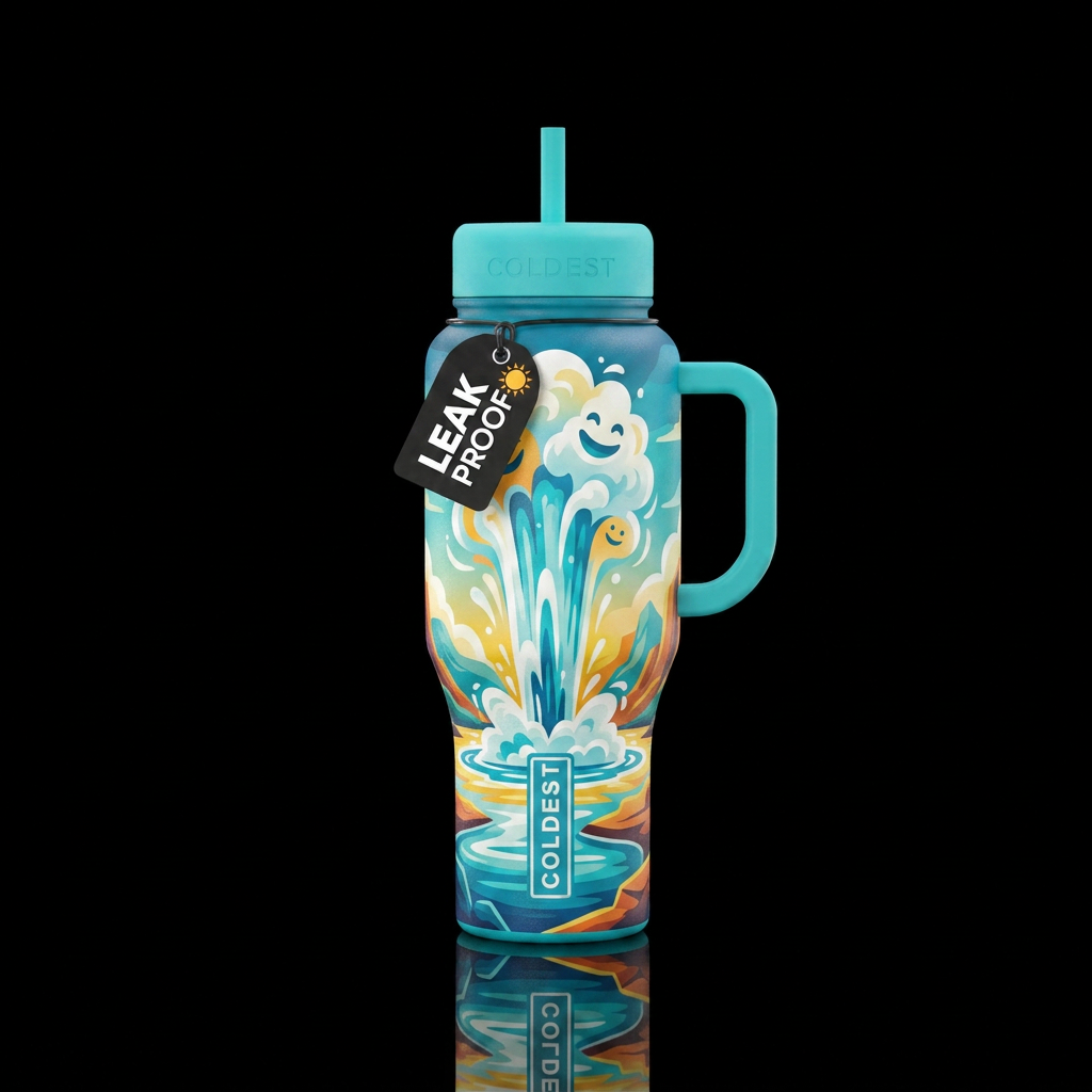 geyser, happy mood water bottle design