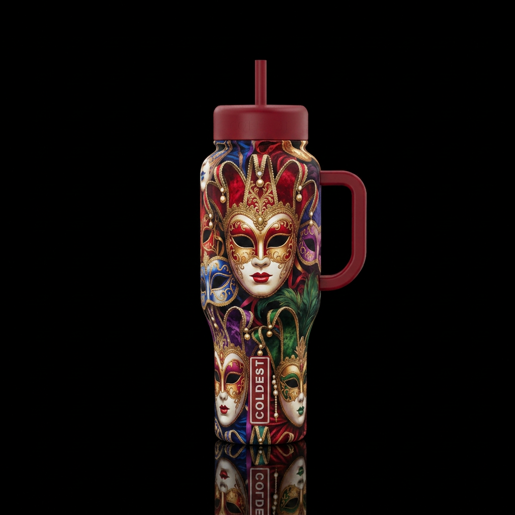 venetian masquerade water bottle design