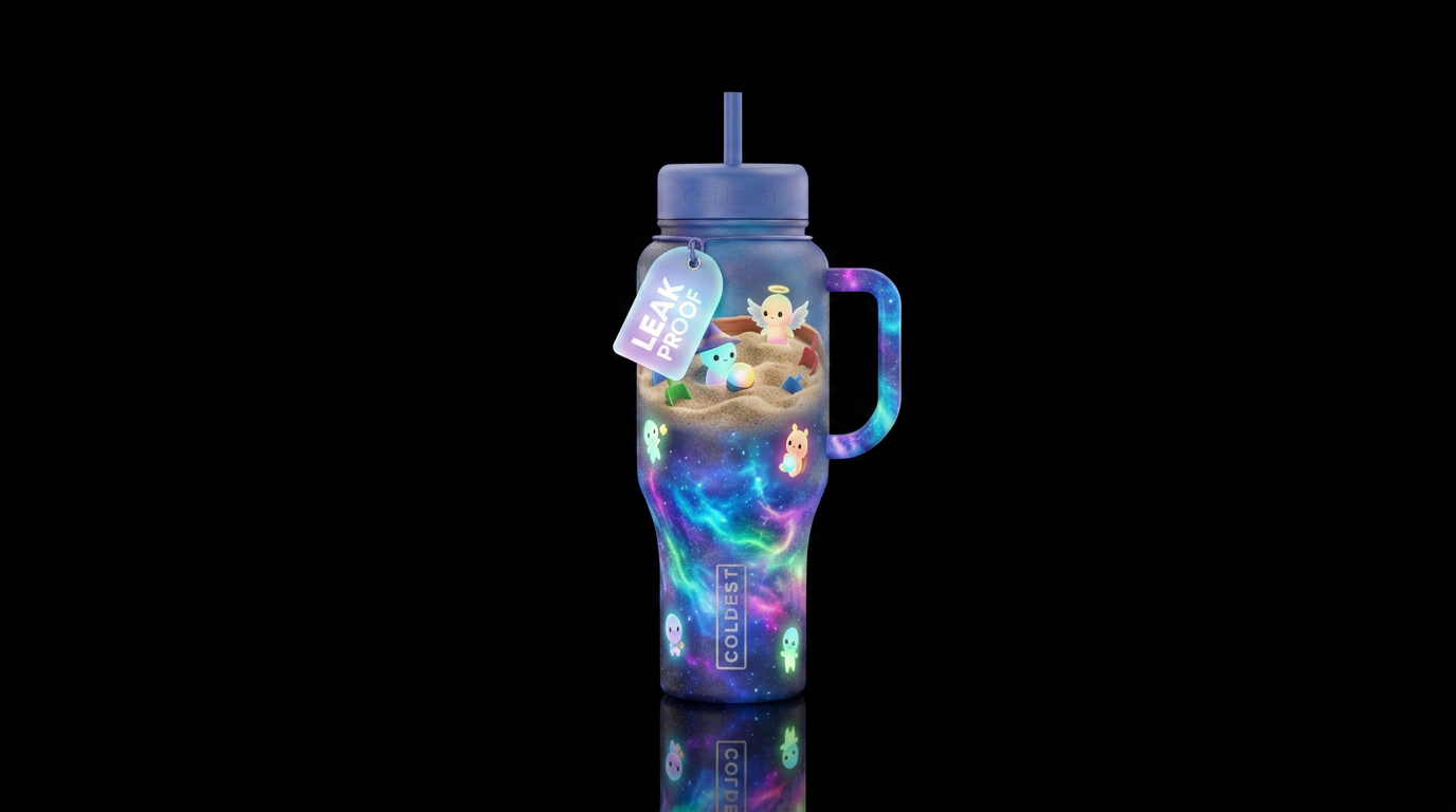 glowie, sandbox water bottle design