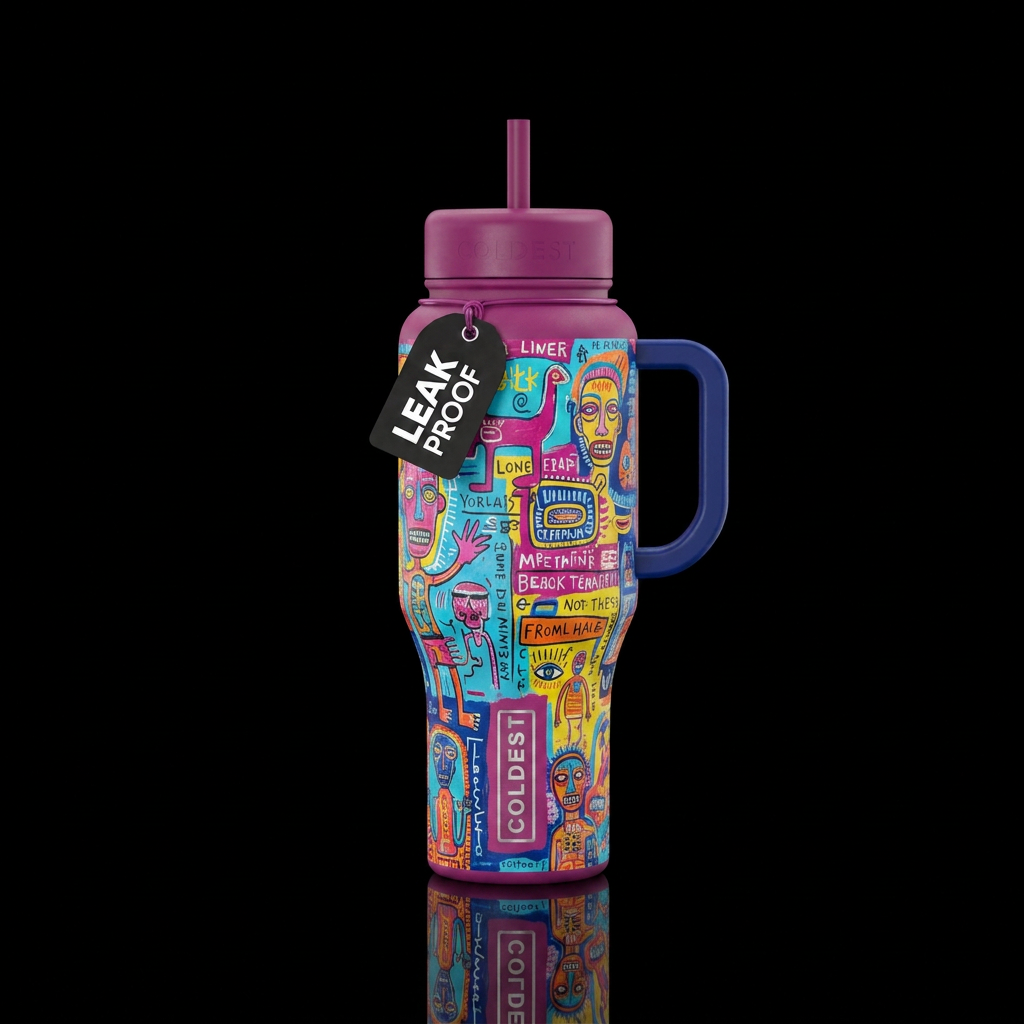 outsider art water bottle design